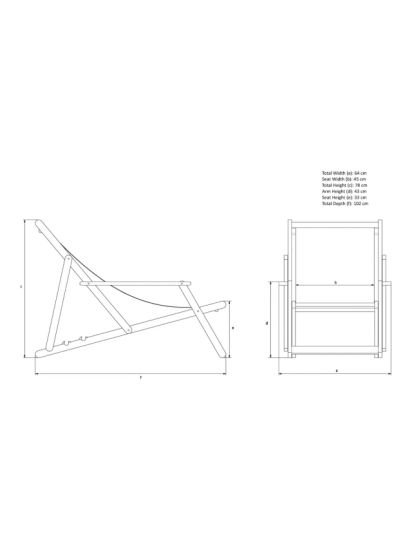 Acacia Wood Deck Chair Frame & Sling, Natural/White